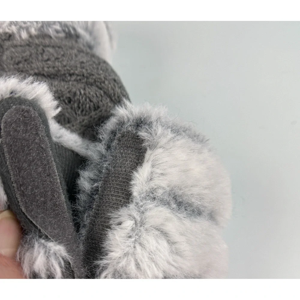 Stepping Stones Infant Baby Faux Fur Cable Knit Booties Shoes Size 3-6M Gray New